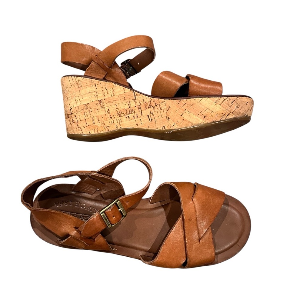KORK EASE MYRNA MUSHROOMCORE PLATFORM BROWN TAN LEATHER SANDAL 7 38